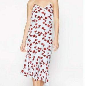 Equipment White Midi Dress with Red Floral Pattern